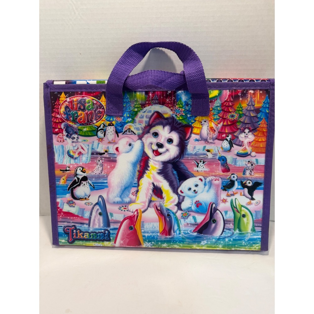 Lisa Frank Tikaani Husky Trifold Portfolio Organizer Bag Rainbow Polka Dot SK045